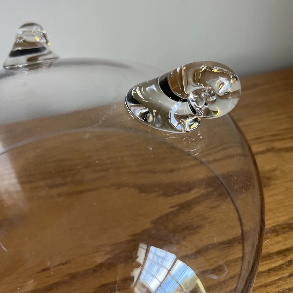 Vintage Scroll Footed Clear Glass Compote Centerpiece Bowl Lightweight Delicate